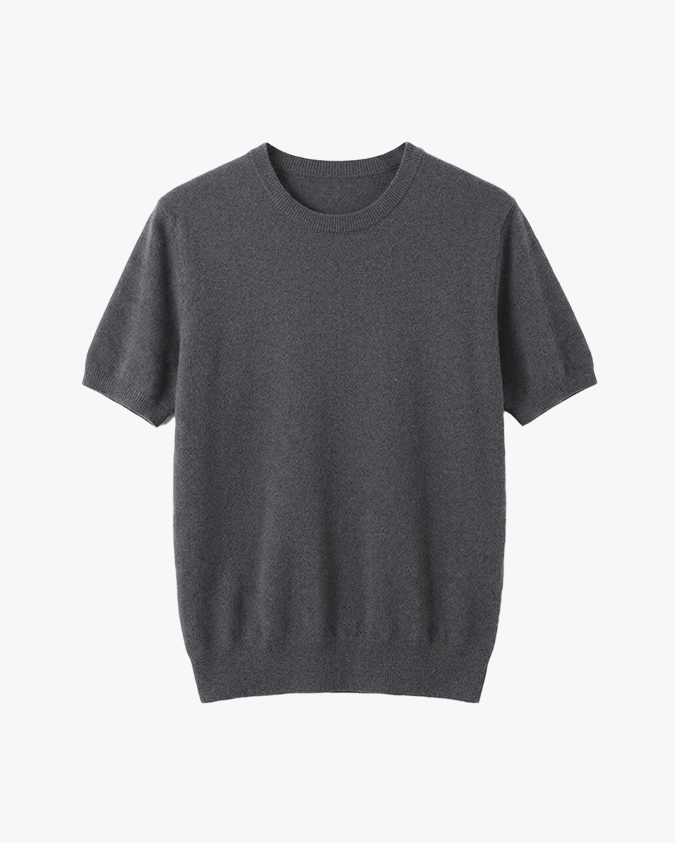 Charcoal cashmere short-sleeve crewneck t-shirt by Kingsley & Co