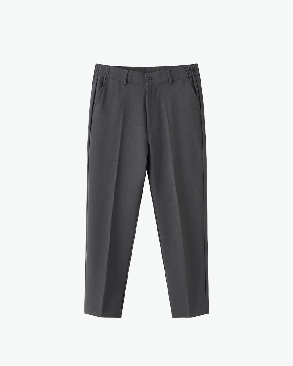 Grey tailored tapered trousers by Kingsley & Co
