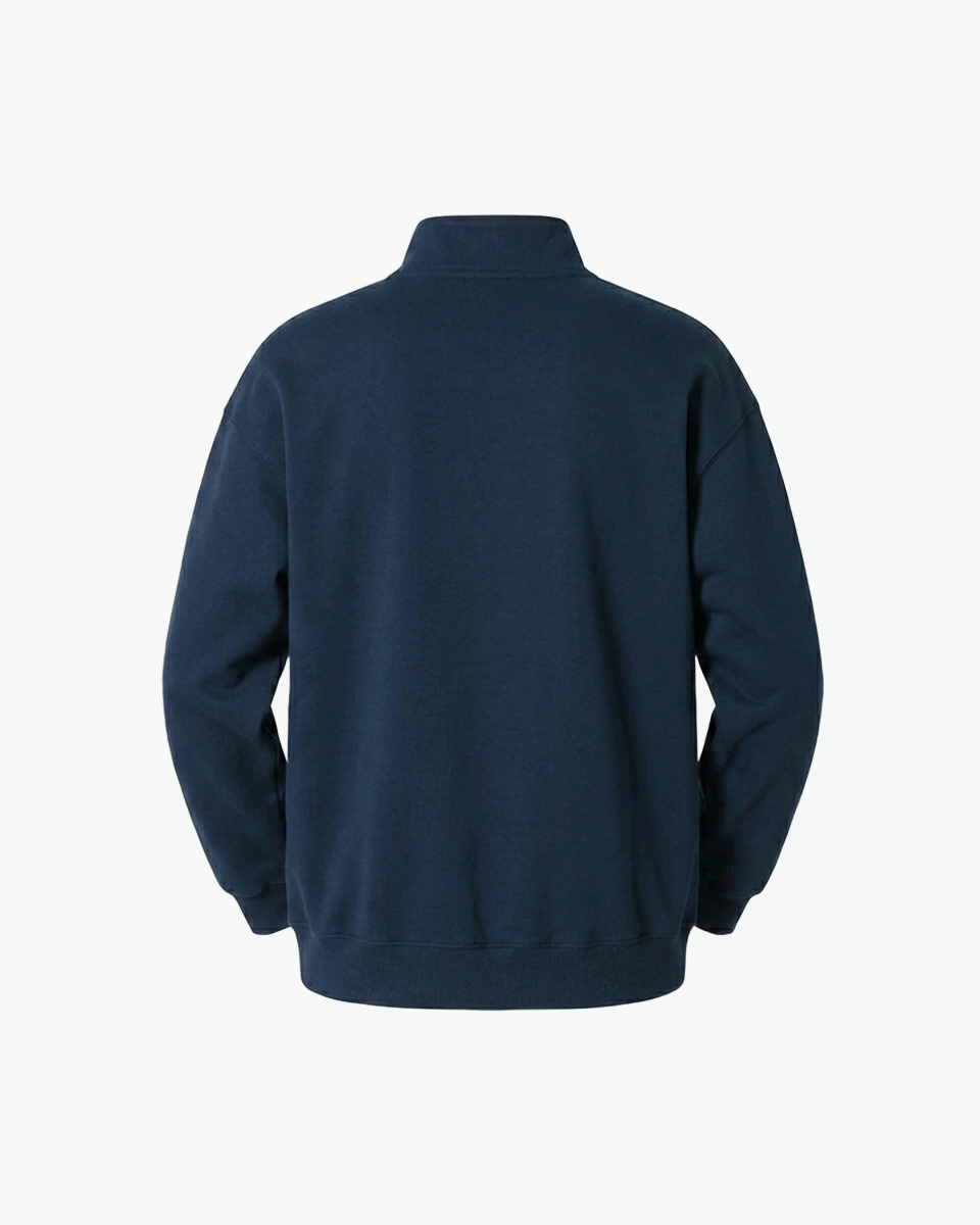 Kingsley & Co navy quarter-zip sweatshirt, back